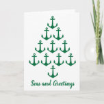 Cartes Pour Fêtes Annuelles Coastal Beach Christmas Nautical Anchor Tree<br><div class="desc">Coastal beach Christmas tree made with anchors. It is currently green,  however you can change it to another color such as navy blue. Click on the Customize button,  then use the background color palette to select another color.</div>