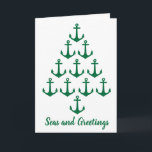 Cartes Pour Fêtes Annuelles Coastal Beach Christmas Nautical Anchor Tree<br><div class="desc">Coastal beach Christmas tree made with anchors. It is currently green,  however you can change it to another color such as navy blue. Click on the Customize button,  then use the background color palette to select another color.</div>