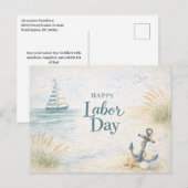 Cartes Pour Fêtes Annuelles Coastal Blue Happy Labor Day (Devant / Derrière)