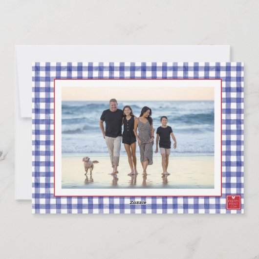 Cartes Pour Fêtes Annuelles Coastal Christmas Starfish Ornament Gingham Photo (Dos)