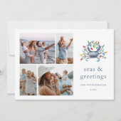 Cartes Pour Fêtes Annuelles Coastal Crab “Seas & Greetings” Photo (Devant)