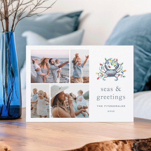 Cartes Pour Fêtes Annuelles Coastal Crab “Seas & Greetings” Photo