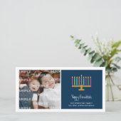 Cartes Pour Fêtes Annuelles Cobalt coloré Menorah Hanoukka (Debout devant)