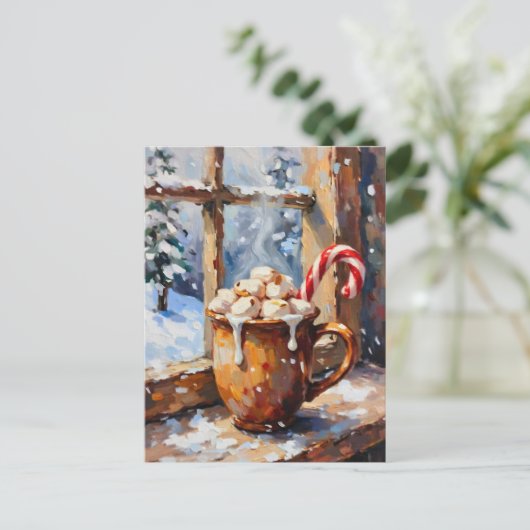 Cartes Pour Fêtes Annuelles Coca chaud de Noël avec Marshmallows rôtis (Debout devant)