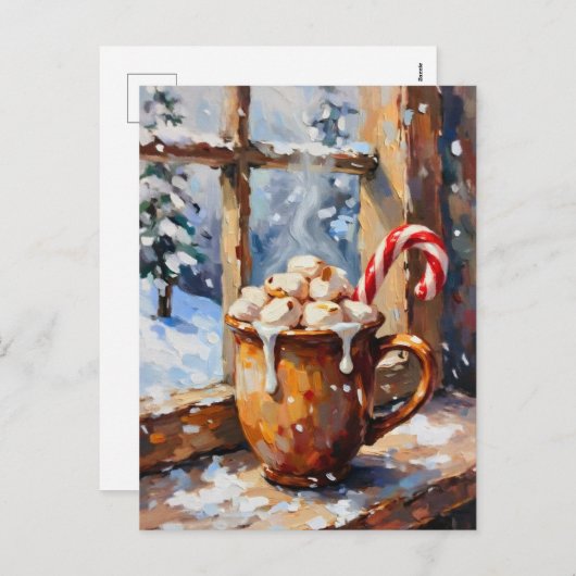 Cartes Pour Fêtes Annuelles Coca chaud de Noël avec Marshmallows rôtis (Devant / Derrière)