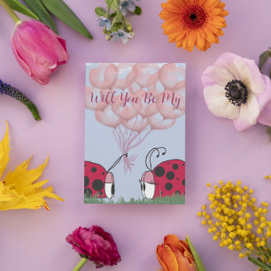 Cartes Pour Fêtes Annuelles Coccinelle adorable avec un joli bouquet de ballon