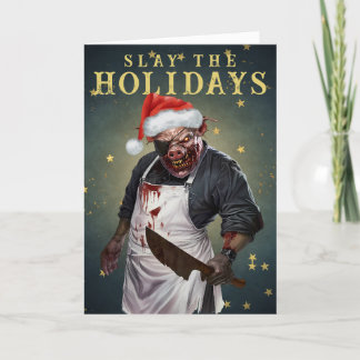 Cartes Pour Fêtes Annuelles Cochon Boucher Chapeau de Père Noël Drôle Horreur