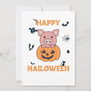 Cartes Pour Fêtes Annuelles Cochon Dans La Citrouille Cochons Sucrés Joyeux Ha