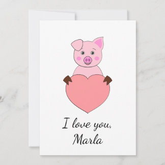 Cartes Pour Fêtes Annuelles Cochon de dessin animé amoureux Saint-Valentin