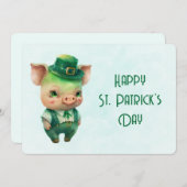 Cartes Pour Fêtes Annuelles Cochon de la Saint-Patrick vert mignon (Devant / Derrière)