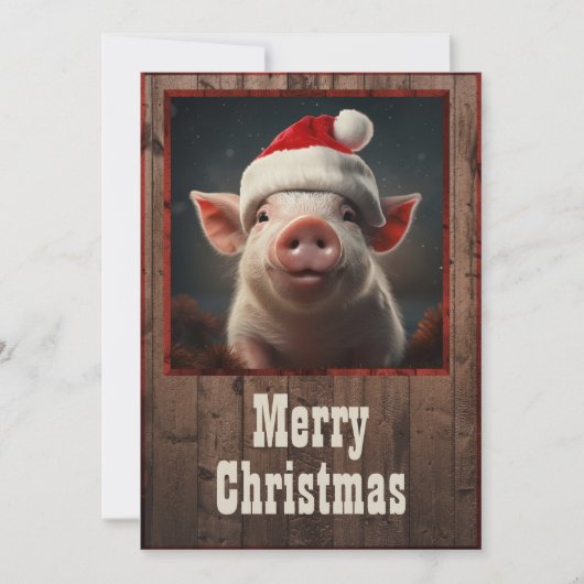 Cartes Pour Fêtes Annuelles Cochon de Noël (Devant)