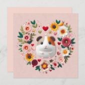 Cartes Pour Fêtes Annuelles Cochon d'Inde de la Saint-Valentin (Devant / Derrière)