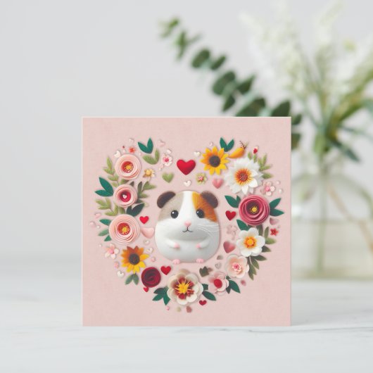 Cartes Pour Fêtes Annuelles Cochon d'Inde de la Saint-Valentin (Debout devant)