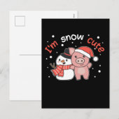 Cartes Pour Fêtes Annuelles Cochon Je suis Neige Cute Bonhomme de Neige Jeu de (Devant / Derrière)