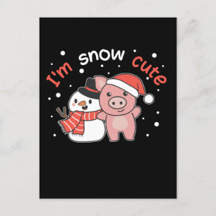 Cartes Pour Fêtes Annuelles Cochon Je Suis Neige Mignon Bonhomme de Neige Jeu 