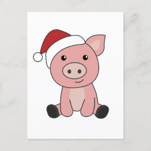 Cartes Pour Fêtes Annuelles Cochon Noël Neige Animaux d'hiver Cochons
