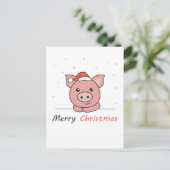 Cartes Pour Fêtes Annuelles Cochon Noël Neige Animaux d'hiver Cochons (Debout devant)