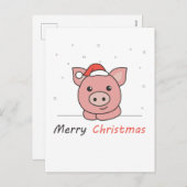 Cartes Pour Fêtes Annuelles Cochon Noël Neige Animaux d'hiver Cochons (Devant / Derrière)