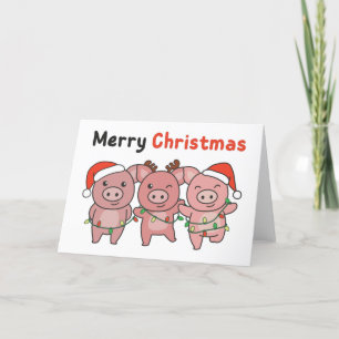 Cartes Pour Fêtes Annuelles Cochon Noël Porcs mignons Joyeux Noël Fêtes Ca