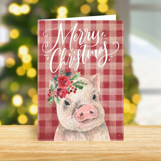 Cartes Pour Fêtes Annuelles Cochon rouge de Noël