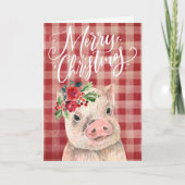 Cartes Pour Fêtes Annuelles Cochon rouge de Noël (Devant)