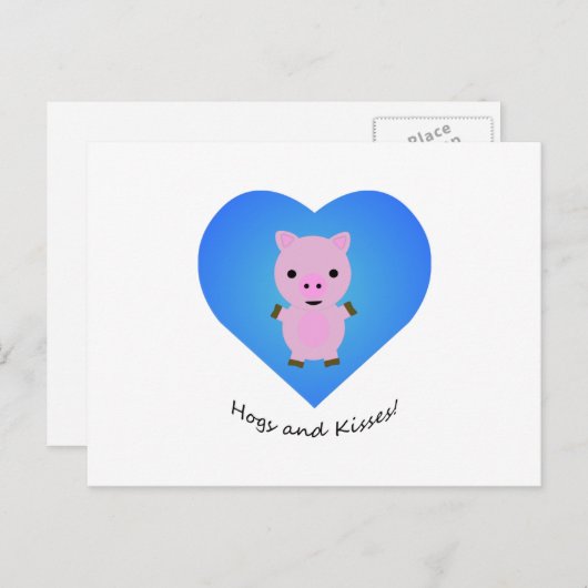 Cartes Pour Fêtes Annuelles Cochons et Bisous Cochon (Devant / Derrière)
