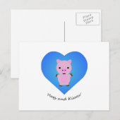 Cartes Pour Fêtes Annuelles Cochons et Bisous Pig (Devant / Derrière)