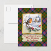 Cartes Pour Fêtes Annuelles Cochrane Tartan w/Robin Personalized   (Devant / Derrière)
