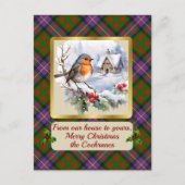 Cartes Pour Fêtes Annuelles Cochrane Tartan w/Robin Personalized (Devant)