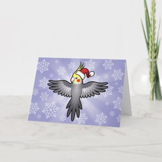 Cartes Pour Fêtes Annuelles Cockatiel de Noël (Devant)