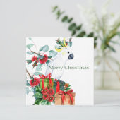 Cartes Pour Fêtes Annuelles Cockatoo blanc présente Joyeux Noël (Debout devant)