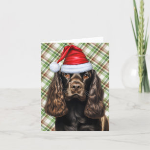 Cartes Pour Fêtes Annuelles Cocker Brown Spaniel Vert Plaid Noël