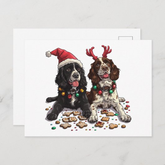 Cartes Pour Fêtes Annuelles Cocker de Noël Chiens espagnols (Devant / Derrière)