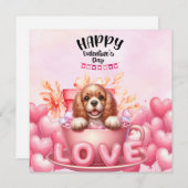 Cartes Pour Fêtes Annuelles Cocker Puppy Chien pour la Saint-Valentin (Devant / Derrière)