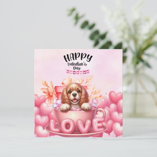 Cartes Pour Fêtes Annuelles Cocker Puppy Chien pour la Saint-Valentin (Debout devant)