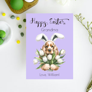 Cartes Pour Fêtes Annuelles Cocker Spaniel Avec Des Oreilles De Lapin Joyeux P
