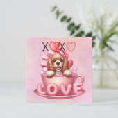 Cartes Pour Fêtes Annuelles Cocker Spaniel Chien chiot pour la Saint-Valentin (Debout devant)