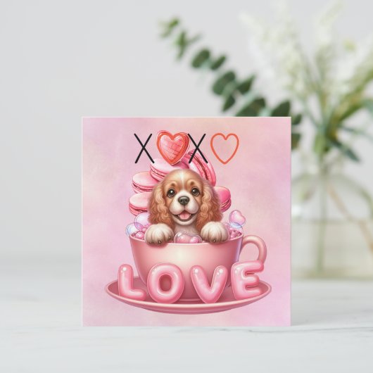 Cartes Pour Fêtes Annuelles Cocker Spaniel Chien chiot pour la Saint-Valentin (Debout devant)