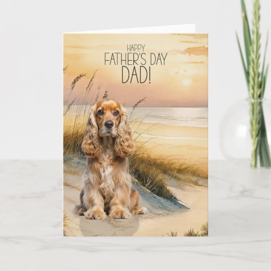 Cartes Pour Fêtes Annuelles Cocker Spaniel Dog Sunset Beach Father's Day (Devant)