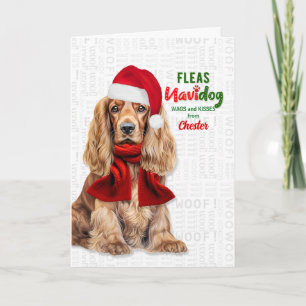 Cartes Pour Fêtes Annuelles Cocker Spaniel Drôles Puces Navidog avec nom