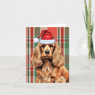 Cartes Pour Fêtes Annuelles Cocker Spaniel Rouge et Vert Plaid Noël