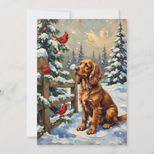 Cartes Pour Fêtes Annuelles Cocker Spaniel vintage et Cardinals de Noël