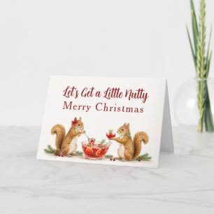 Cartes Pour Fêtes Annuelles Cocktail de Noël Écureuil Amusant Aquarelle