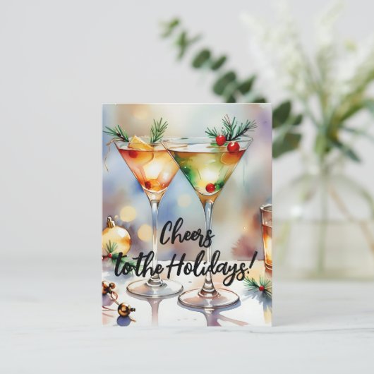 Cartes Pour Fêtes Annuelles Cocktail de Noël festif célébrations Salutation (Debout devant)