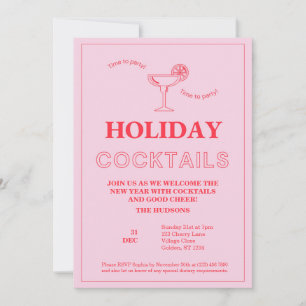 Cartes Pour Fêtes Annuelles Cocktail du Nouvel An rose moderne