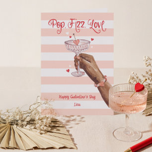 Cartes Pour Fêtes Annuelles Cocktail Fizz Amour Pop Cheers Joyeuse Galentine's
