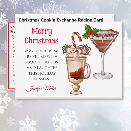Cartes Pour Fêtes Annuelles Cocktails de Noël Exchange Recette 5 x 7