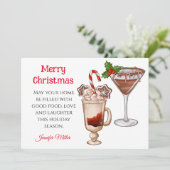 Cartes Pour Fêtes Annuelles Cocktails de Noël Exchange Recette 5 x 7 (Debout devant)
