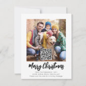 Cartes Pour Fêtes Annuelles Code QR Brossé Script Joyeux Noël Une photo (Devant)