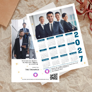 Cartes Pour Fêtes Annuelles Code QR du calendrier d'entreprise 2027 Photo d'en